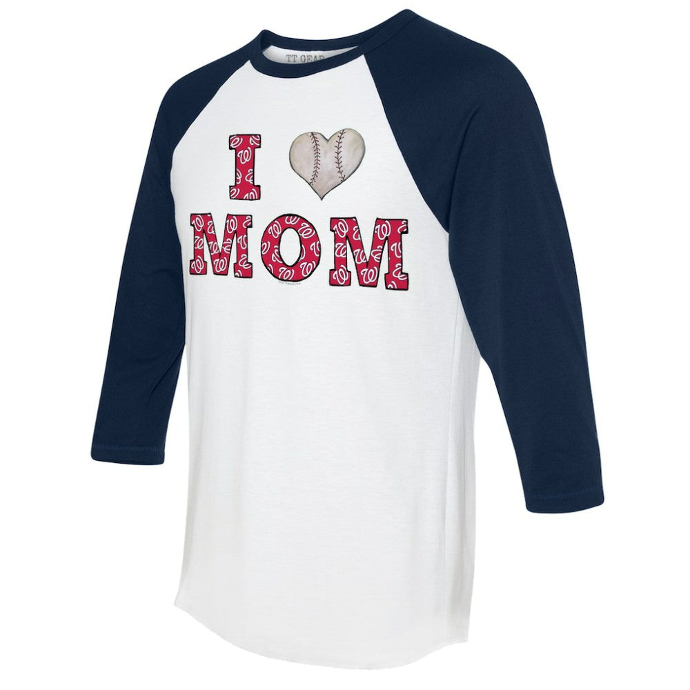 Washington Nationals Tiny Turnip Women's I Love Mom 3/4-Sleeve Raglan T-Shirt Discount