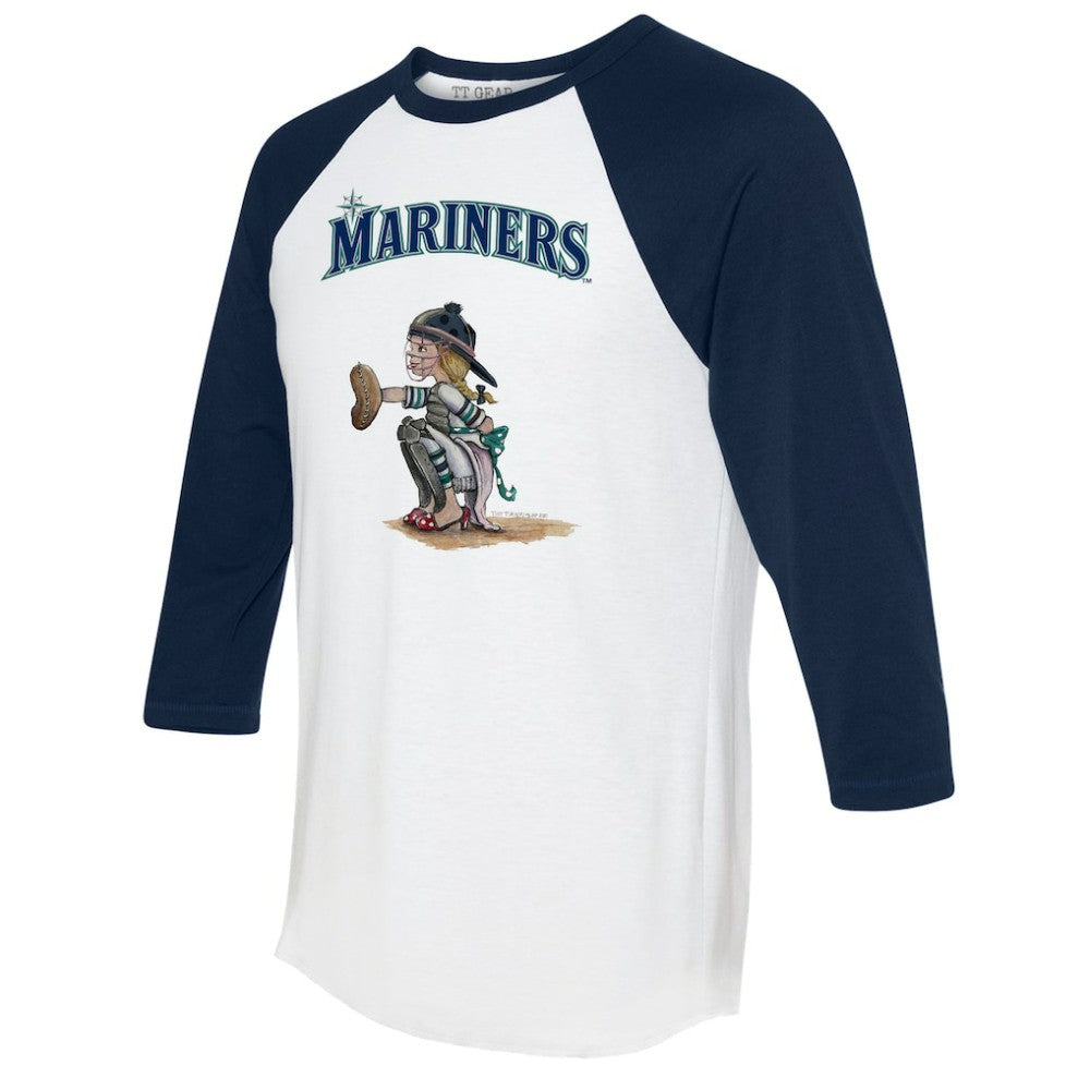 Seattle Mariners Tiny Turnip Women's Kate 3/4-Sleeve Raglan T-Shirt Outlet
