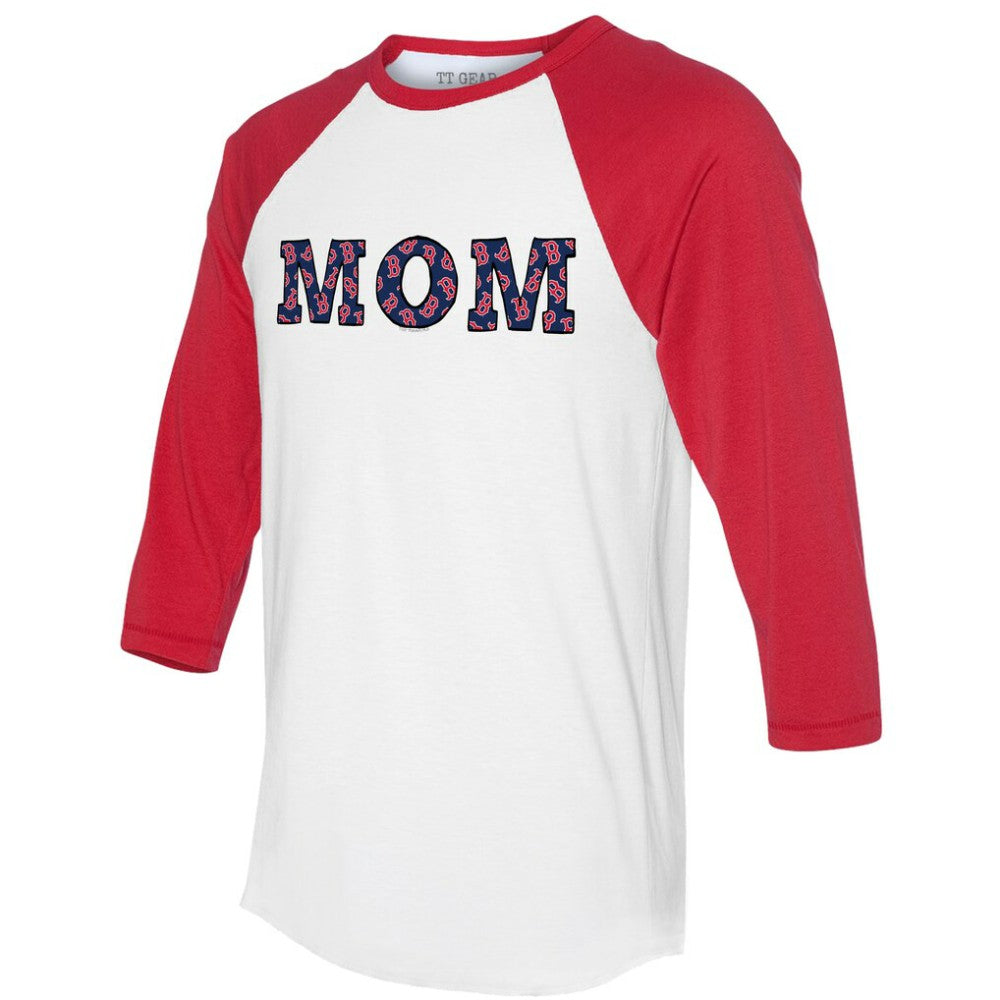Boston Red Sox Tiny Turnip Women's Logo Mom 3/4-Sleeve Raglan T-Shirt for sale