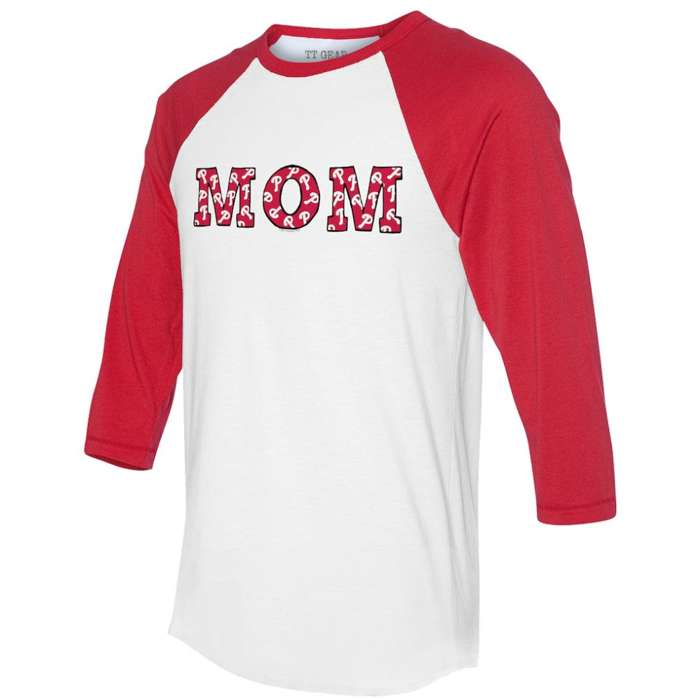 Philadelphia Phillies Tiny Turnip Women's Logo Mom 3/4-Sleeve Raglan T-Shirt Outlet