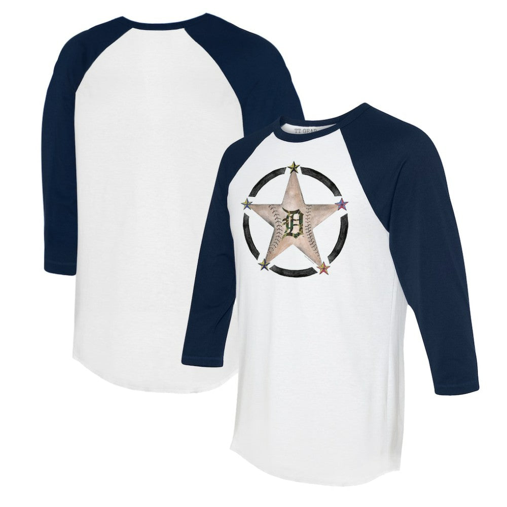 Detroit Tigers Tiny Turnip Women's Military Star 3/4-Sleeve Raglan T-Shirt Outlet