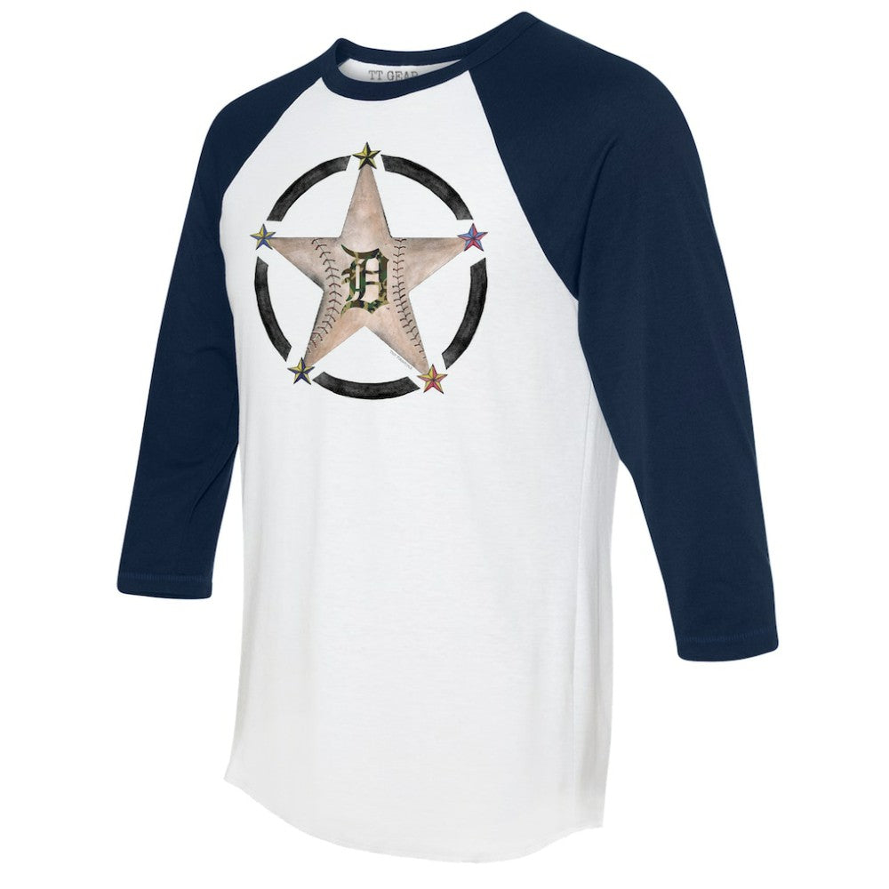Detroit Tigers Tiny Turnip Women's Military Star 3/4-Sleeve Raglan T-Shirt Outlet