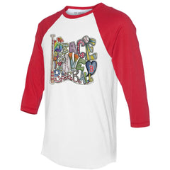 Boston Red Sox Tiny Turnip Women's Peace Love Baseball 3/4-Sleeve Raglan T-Shirt Online
