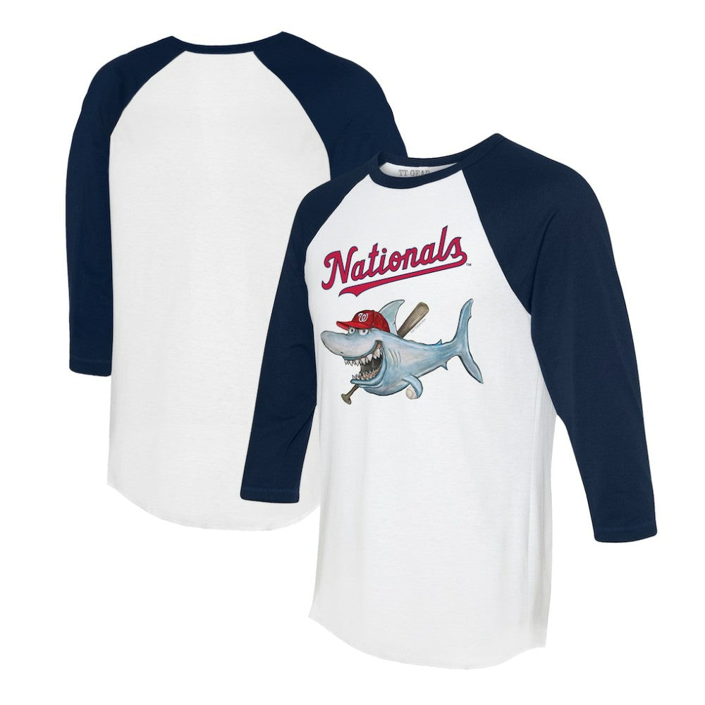 Washington Nationals Tiny Turnip Women's Shark 3/4-Sleeve Raglan T-Shirt for sale