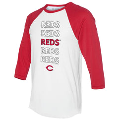 Cincinnati Reds Tiny Turnip Unisex Stacked 3/4-Sleeve Raglan T-Shirt for sale