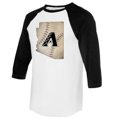 Arizona Diamondbacks Tiny Turnip Unisex State Outline 3/4-Sleeve Raglan T-Shirt Online
