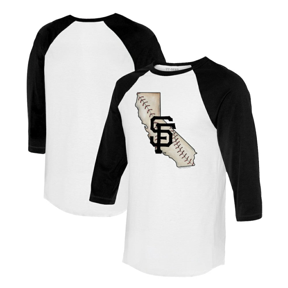 San Francisco Giants Tiny Turnip Unisex State Outline 3/4-Sleeve Raglan T-Shirt Outlet
