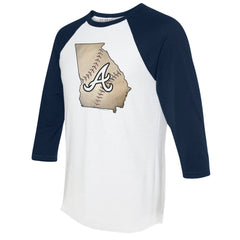 Atlanta Braves Tiny Turnip Unisex State Outline 3/4-Sleeve Raglan T-Shirt Outlet