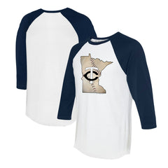 Minnesota Twins Tiny Turnip Unisex State Outline 3/4-Sleeve Raglan T-Shirt Sale