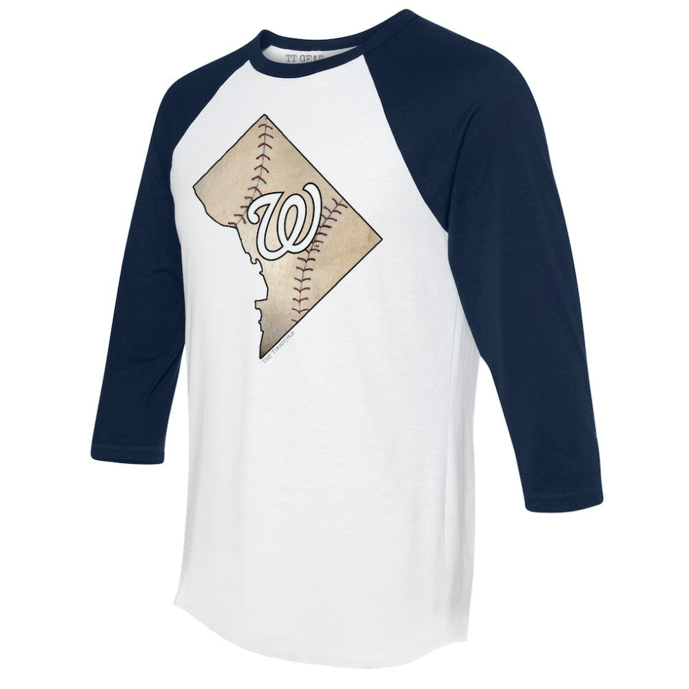 Washington Nationals Tiny Turnip Unisex State Outline 3/4-Sleeve Raglan T-Shirt Sale