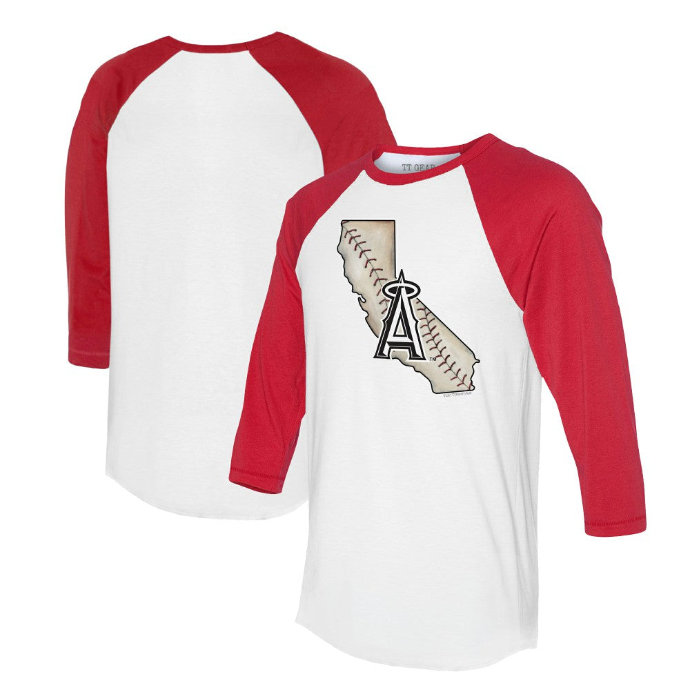 Los Angeles Angels Tiny Turnip Unisex State Outline 3/4-Sleeve Raglan T-Shirt for sale