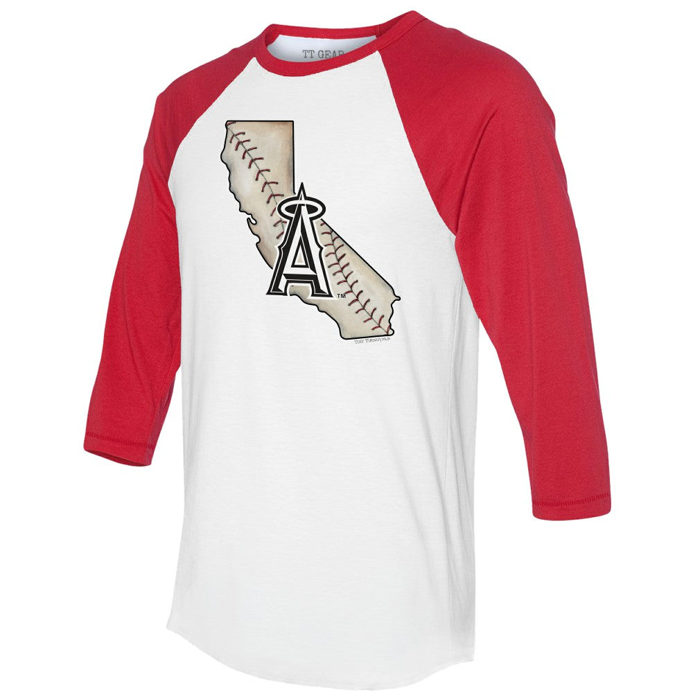 Los Angeles Angels Tiny Turnip Unisex State Outline 3/4-Sleeve Raglan T-Shirt for sale
