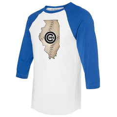 Chicago Cubs Tiny Turnip Unisex State Outline 3/4-Sleeve Raglan T-Shirt Discount