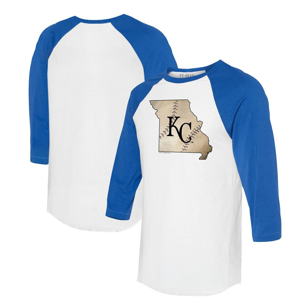 Kansas City Royals Tiny Turnip Unisex State Outline 3/4-Sleeve Raglan T-Shirt Discount