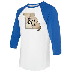 Kansas City Royals Tiny Turnip Unisex State Outline 3/4-Sleeve Raglan T-Shirt Discount