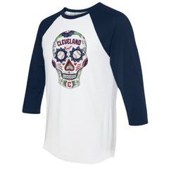 Cleveland Guardians Tiny Turnip Unisex Sugar Skull 3/4-Sleeve Raglan T-Shirt Discount