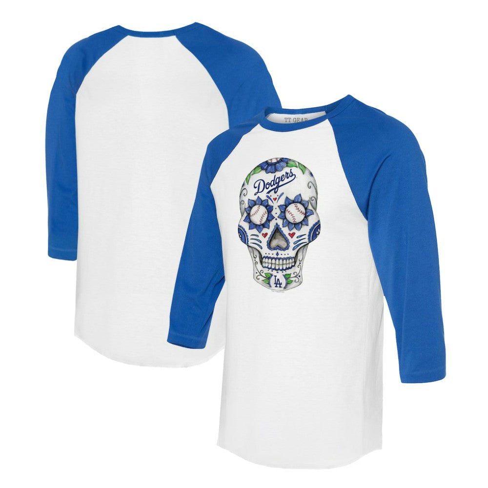 Los Angeles Dodgers Tiny Turnip Unisex Sugar Skull 3/4-Sleeve Raglan T-Shirt Online