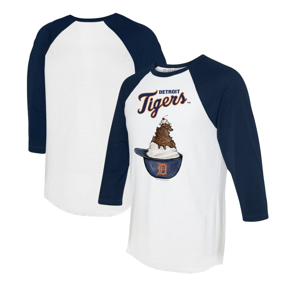 Detroit Tigers Tiny Turnip Unisex Sundae Helmet 3/4-Sleeve Raglan T-Shirt Outlet