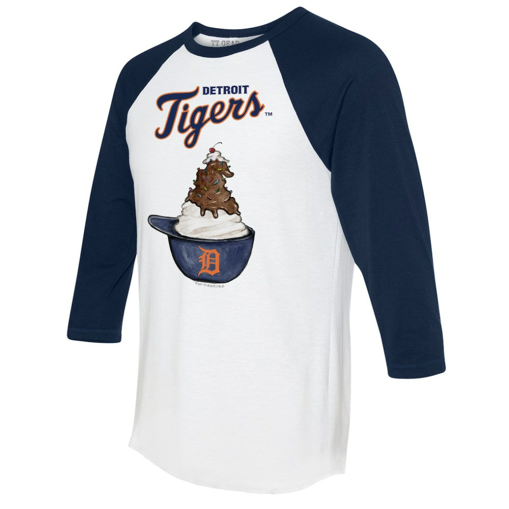 Detroit Tigers Tiny Turnip Unisex Sundae Helmet 3/4-Sleeve Raglan T-Shirt Outlet