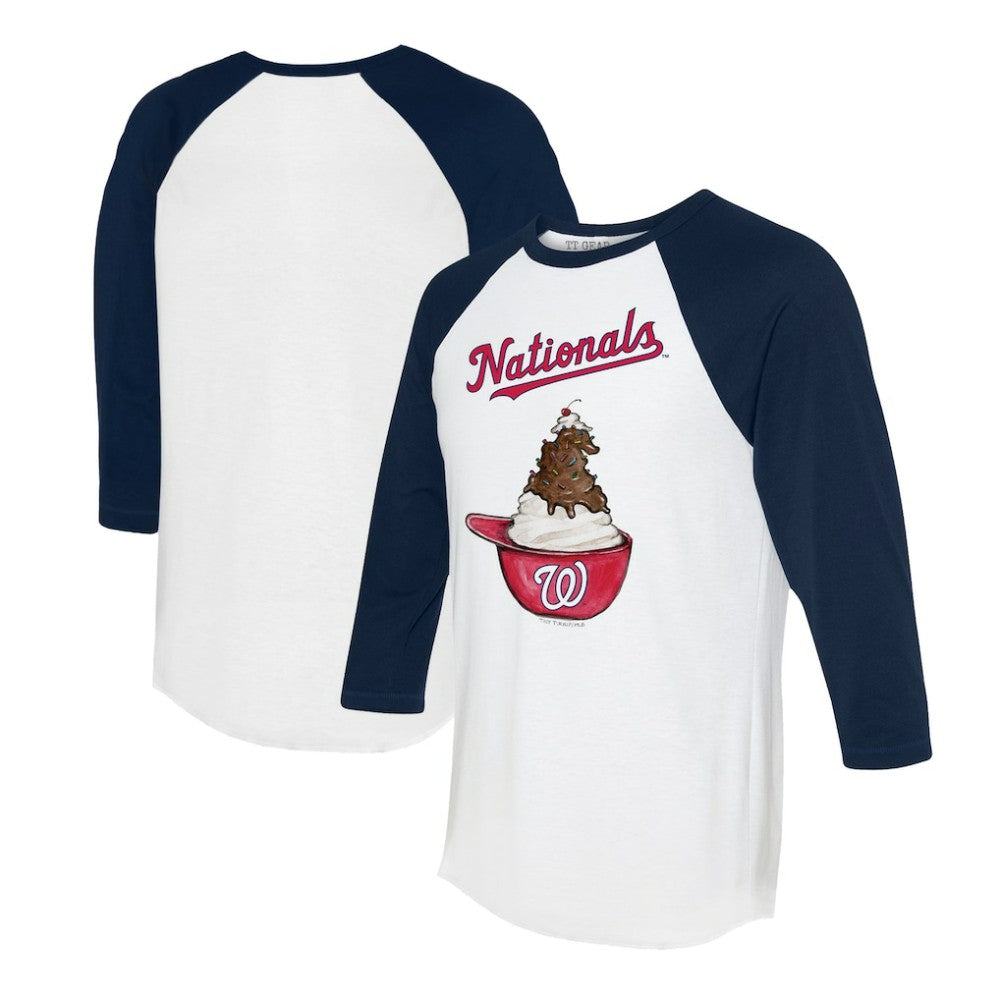 Washington Nationals Tiny Turnip Unisex Sundae Helmet 3/4-Sleeve Raglan T-Shirt for sale