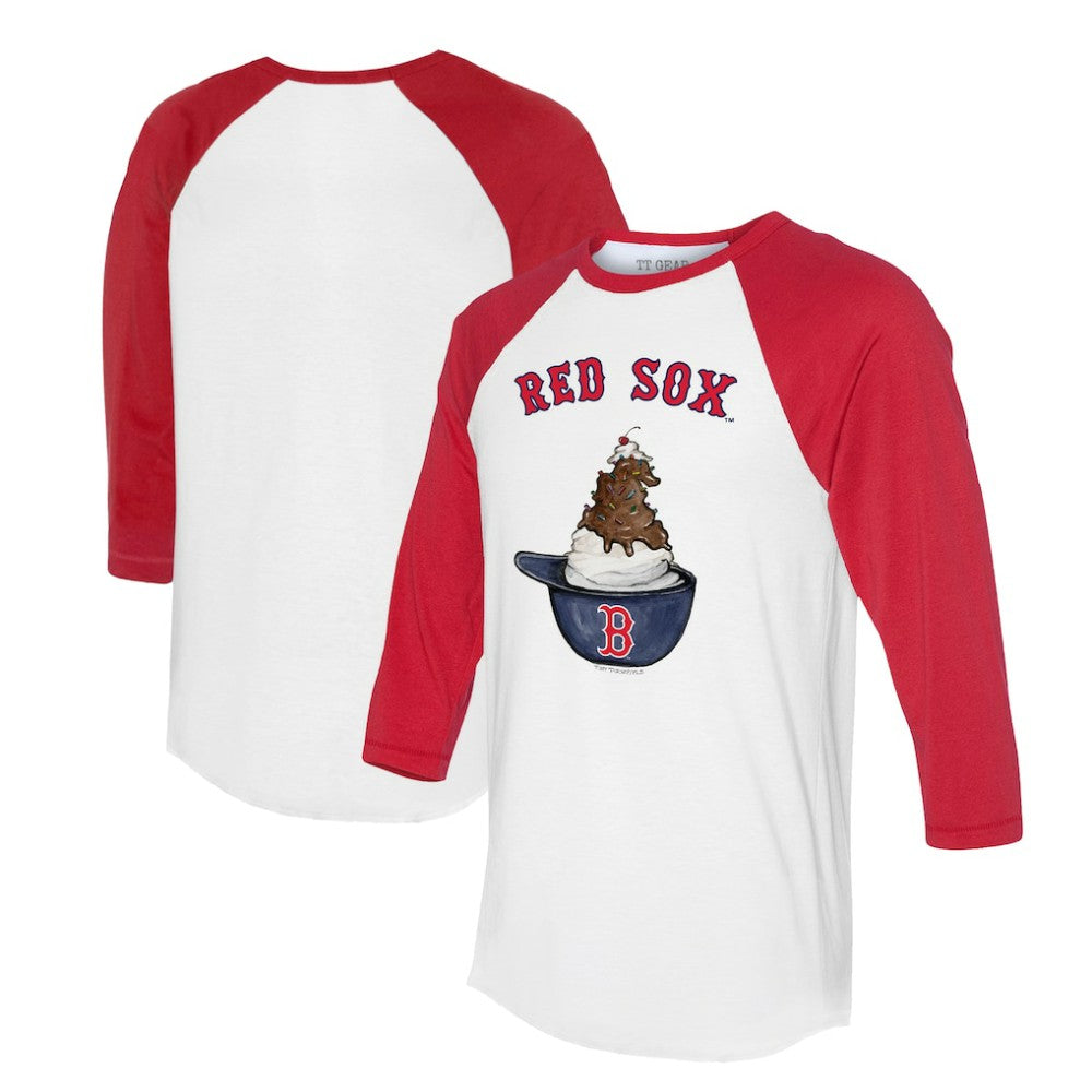 Boston Red Sox Tiny Turnip Unisex Sundae Helmet 3/4-Sleeve Raglan T-Shirt Sale