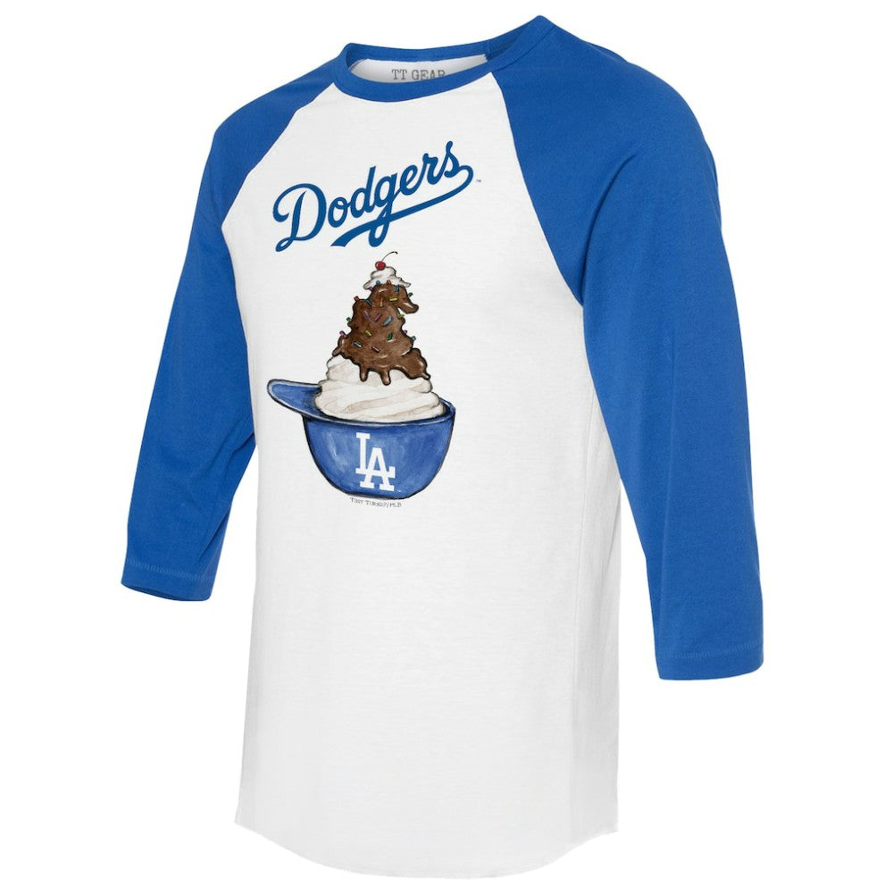 Los Angeles Dodgers Tiny Turnip Unisex Sundae Helmet 3/4-Sleeve Raglan T-Shirt Outlet