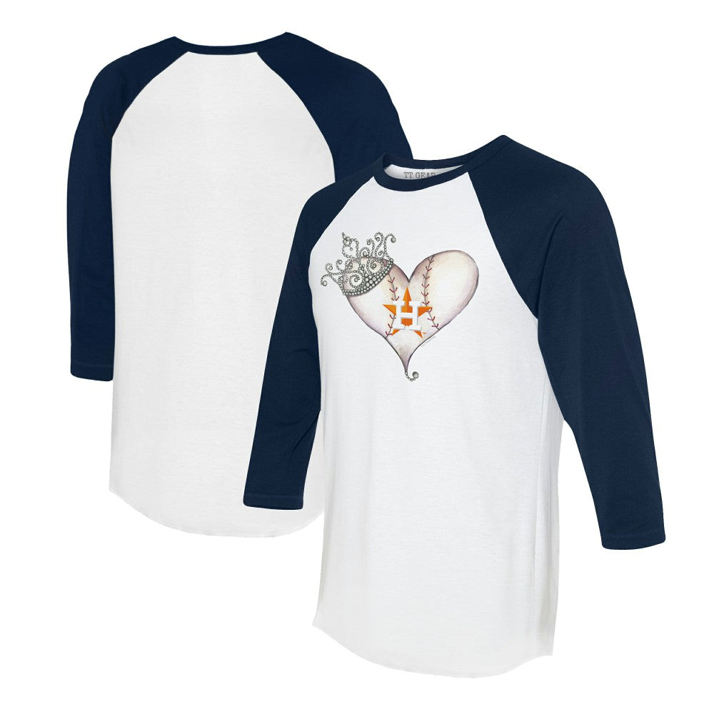 Houston Astros Tiny Turnip Unisex Tiara Heart 3/4-Sleeve Raglan T-Shirt Sale
