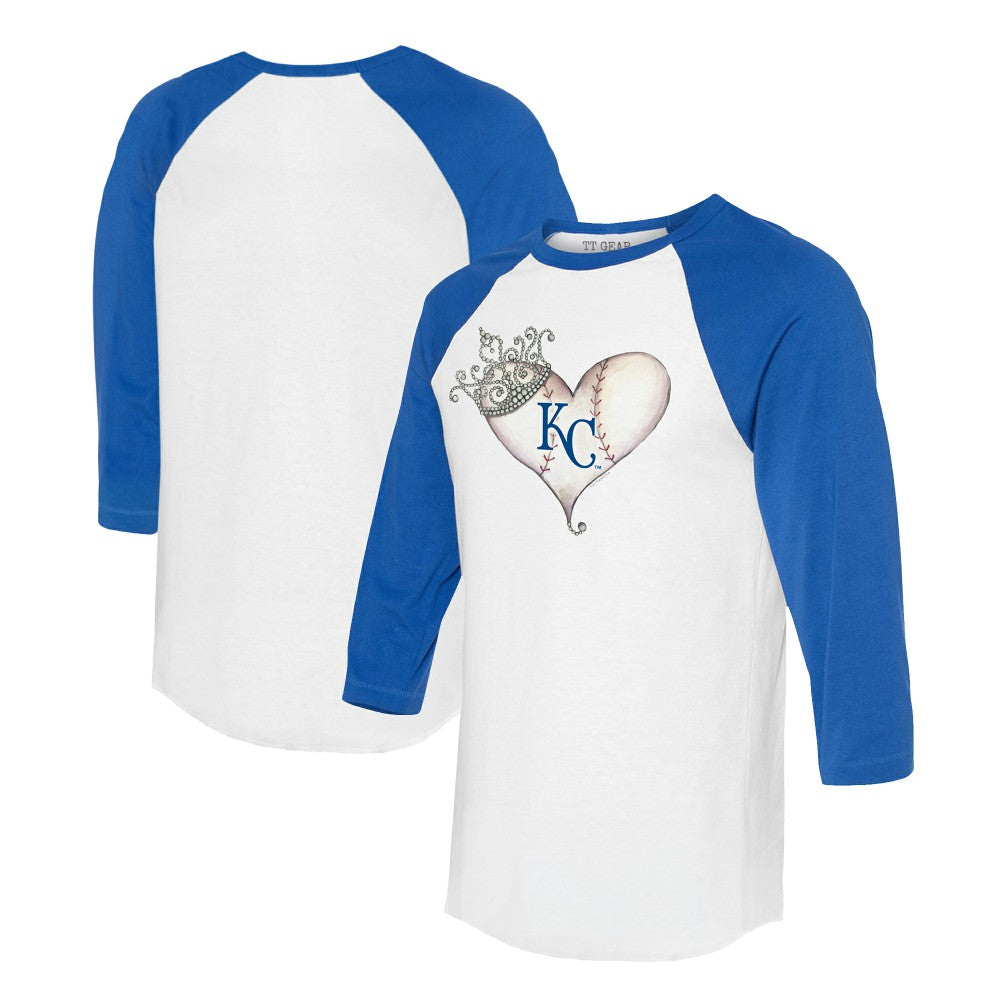 Kansas City Royals Tiny Turnip Unisex Tiara Heart 3/4-Sleeve Raglan T-Shirt Outlet