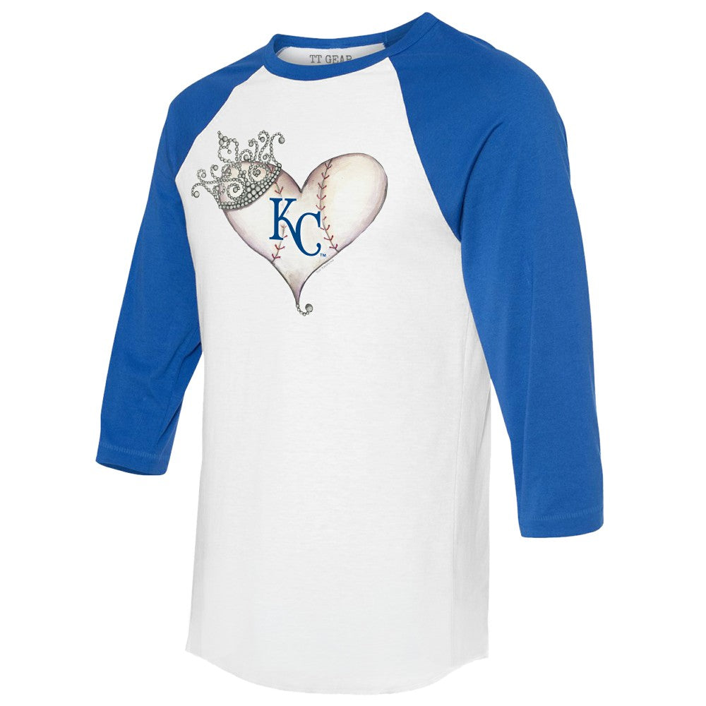 Kansas City Royals Tiny Turnip Unisex Tiara Heart 3/4-Sleeve Raglan T-Shirt Outlet