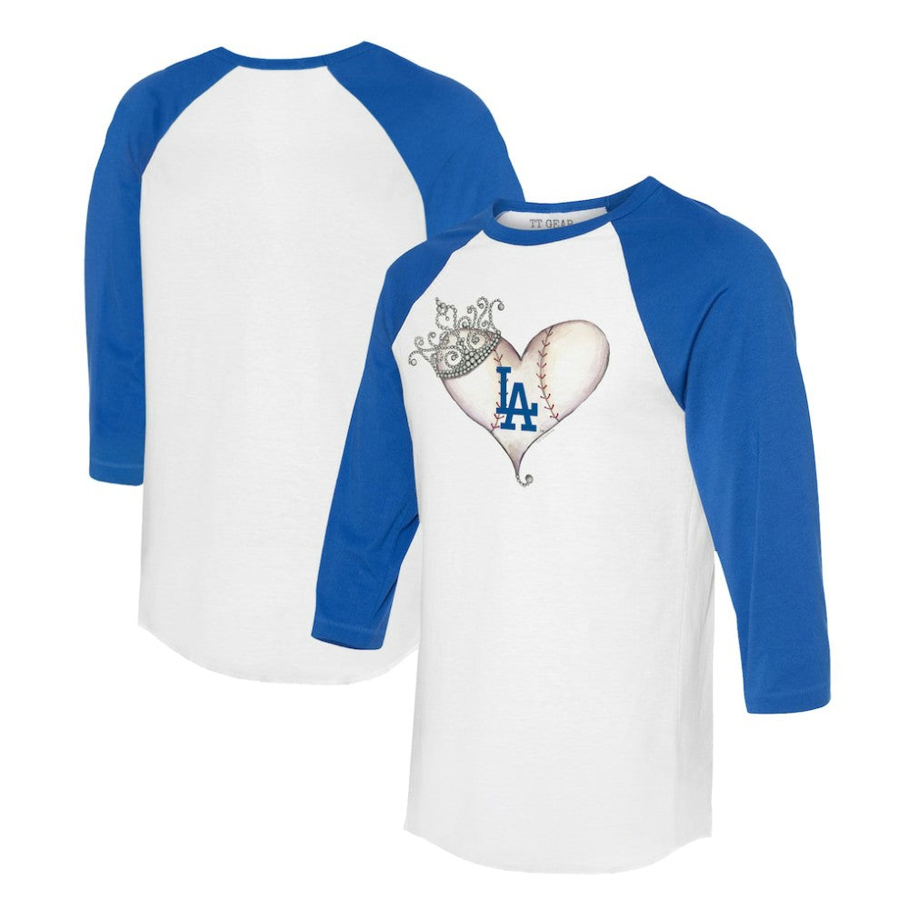 Los Angeles Dodgers Tiny Turnip Unisex Tiara Heart 3/4-Sleeve Raglan T-Shirt Discount