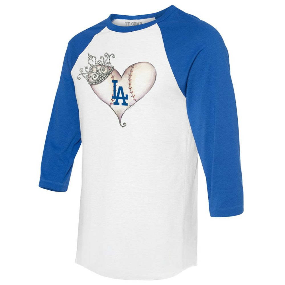 Los Angeles Dodgers Tiny Turnip Unisex Tiara Heart 3/4-Sleeve Raglan T-Shirt Discount
