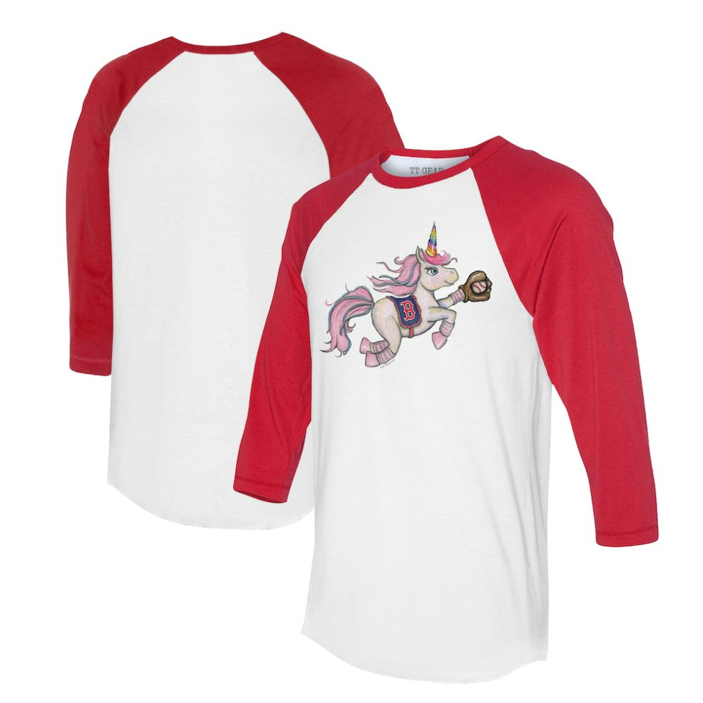 Boston Red Sox Tiny Turnip Unisex Unicorn 3/4-Sleeve Raglan T-Shirt for sale