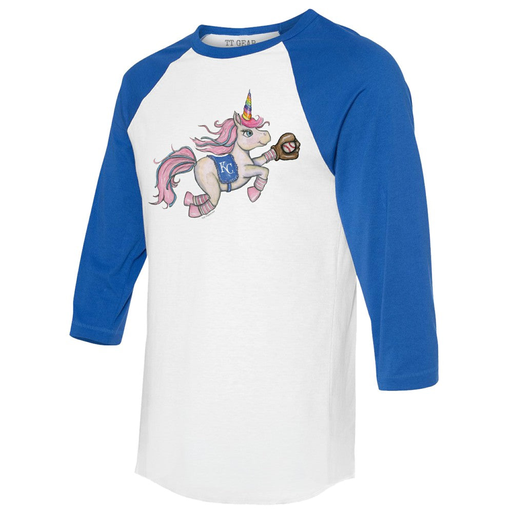 Kansas City Royals Tiny Turnip Unisex Unicorn 3/4-Sleeve Raglan T-Shirt Outlet
