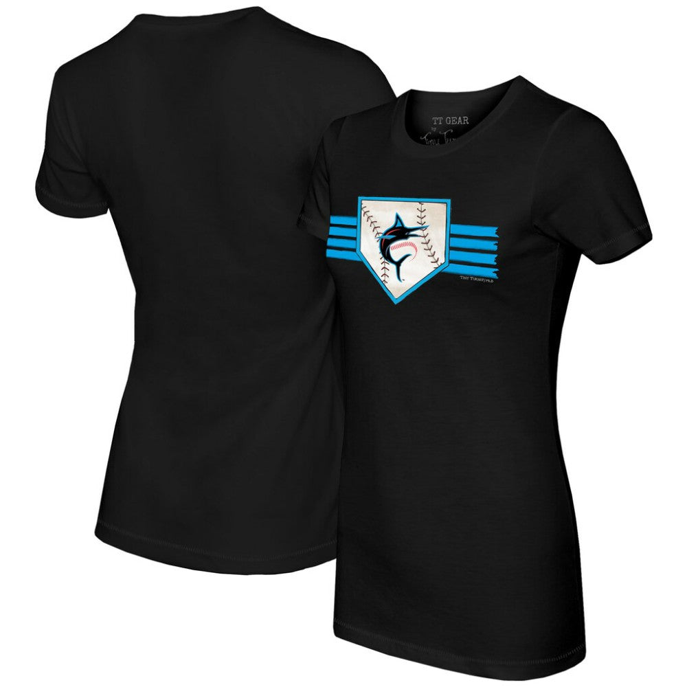 Miami Marlins Tiny Turnip Women's Base Stripe T-Shirt for sale