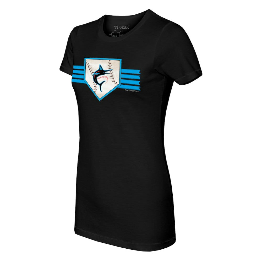 Miami Marlins Tiny Turnip Women's Base Stripe T-Shirt for sale