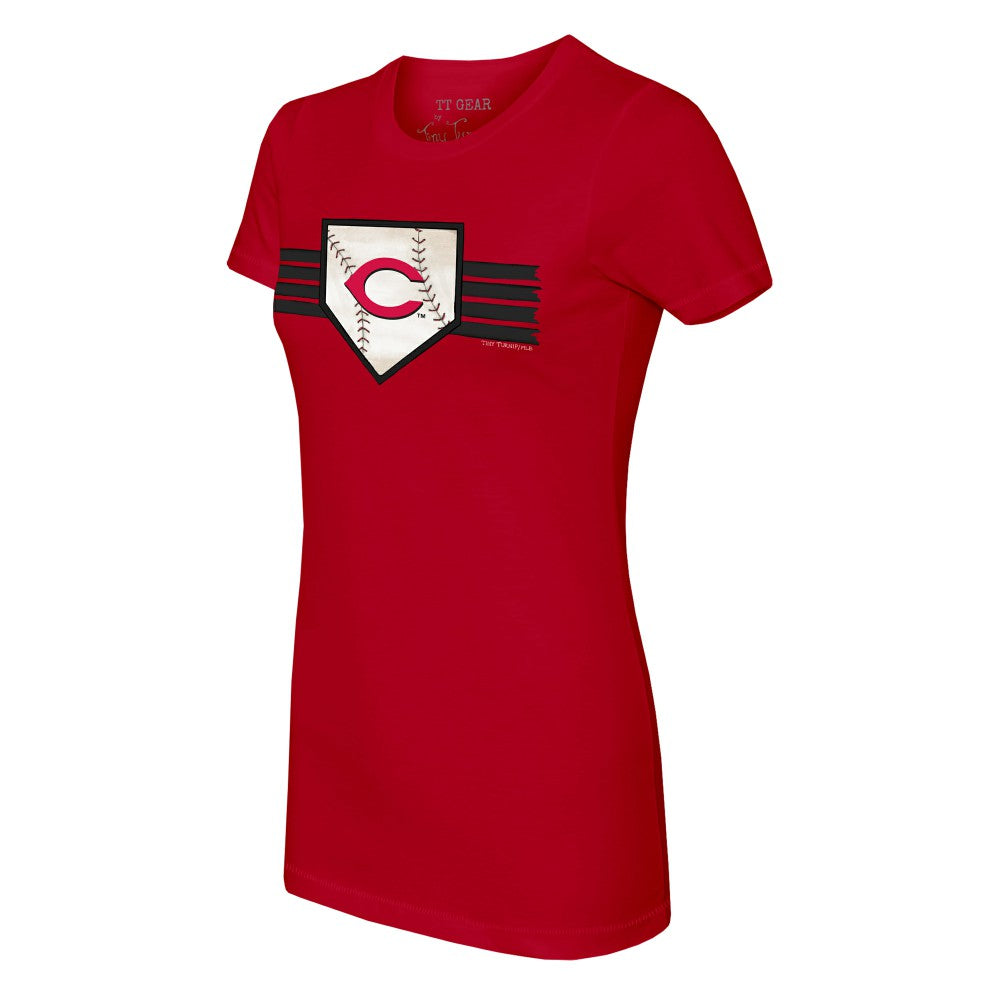 Cincinnati Reds Tiny Turnip Women's Base Stripe T-Shirt for sale