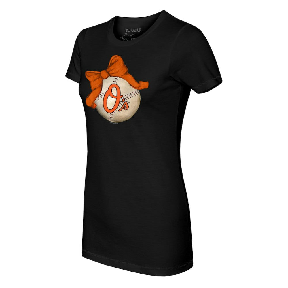 Baltimore Orioles Tiny Turnip Women's Baseball Bow T-Shirt for sale