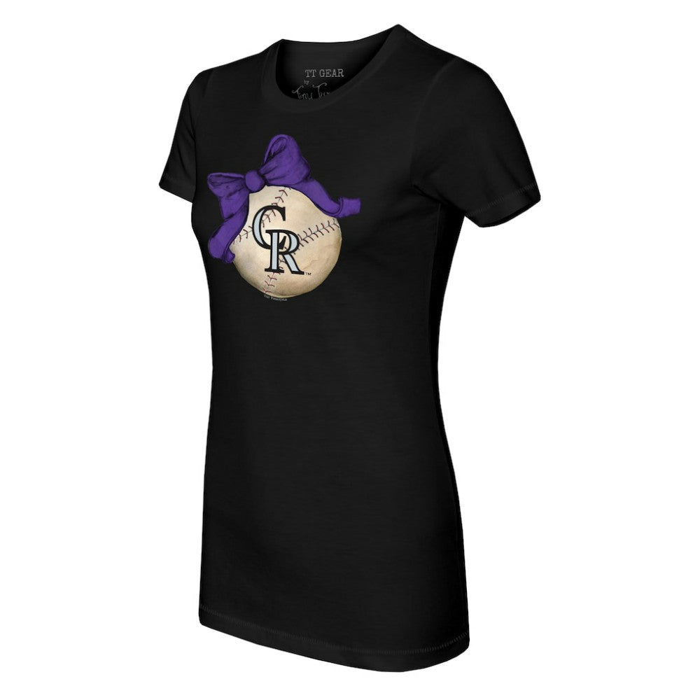 Colorado Rockies Tiny Turnip Women's Baseball Bow T-Shirt Outlet