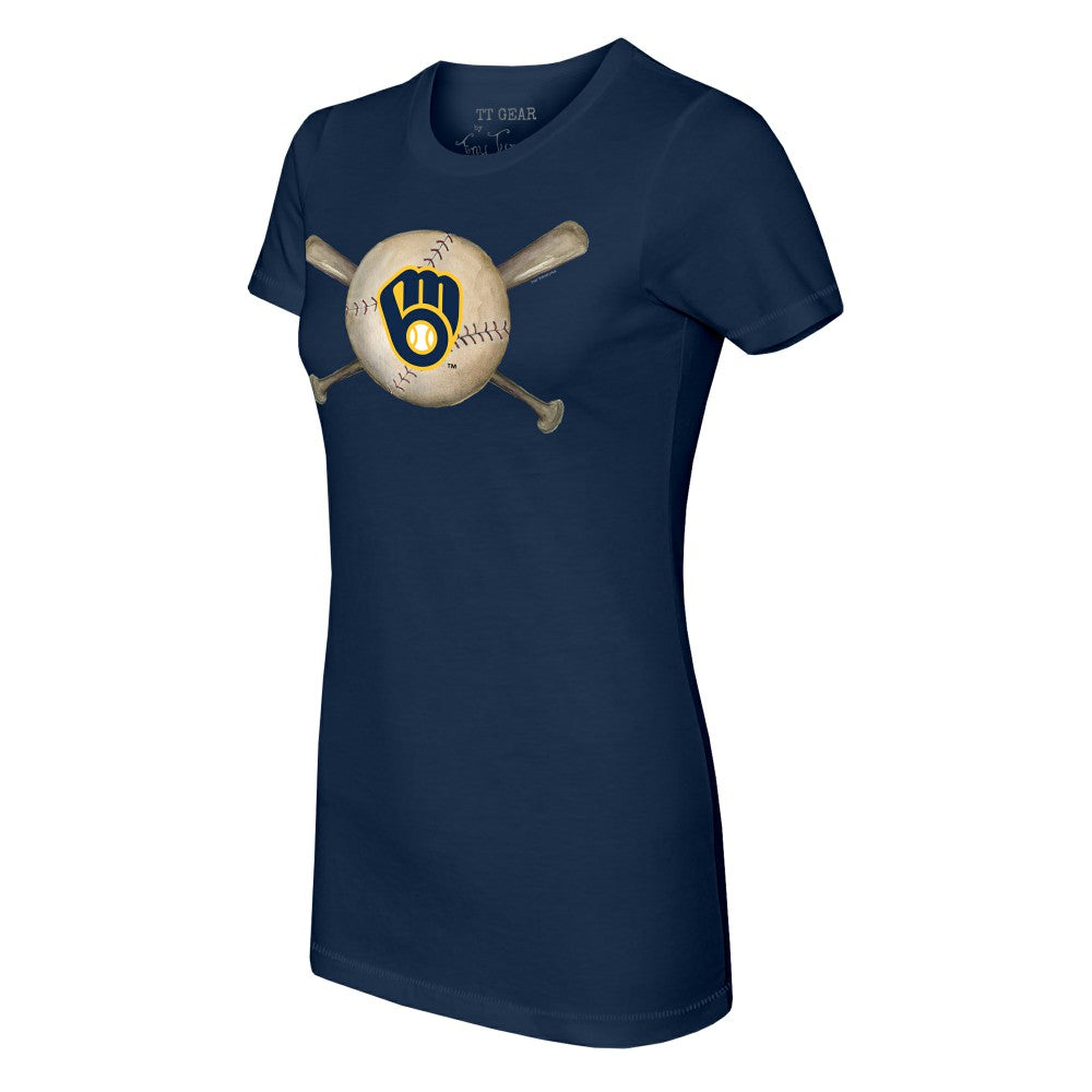 Milwaukee Brewers Tiny Turnip Women's Baseball Cross Bats T-Shirt Outlet