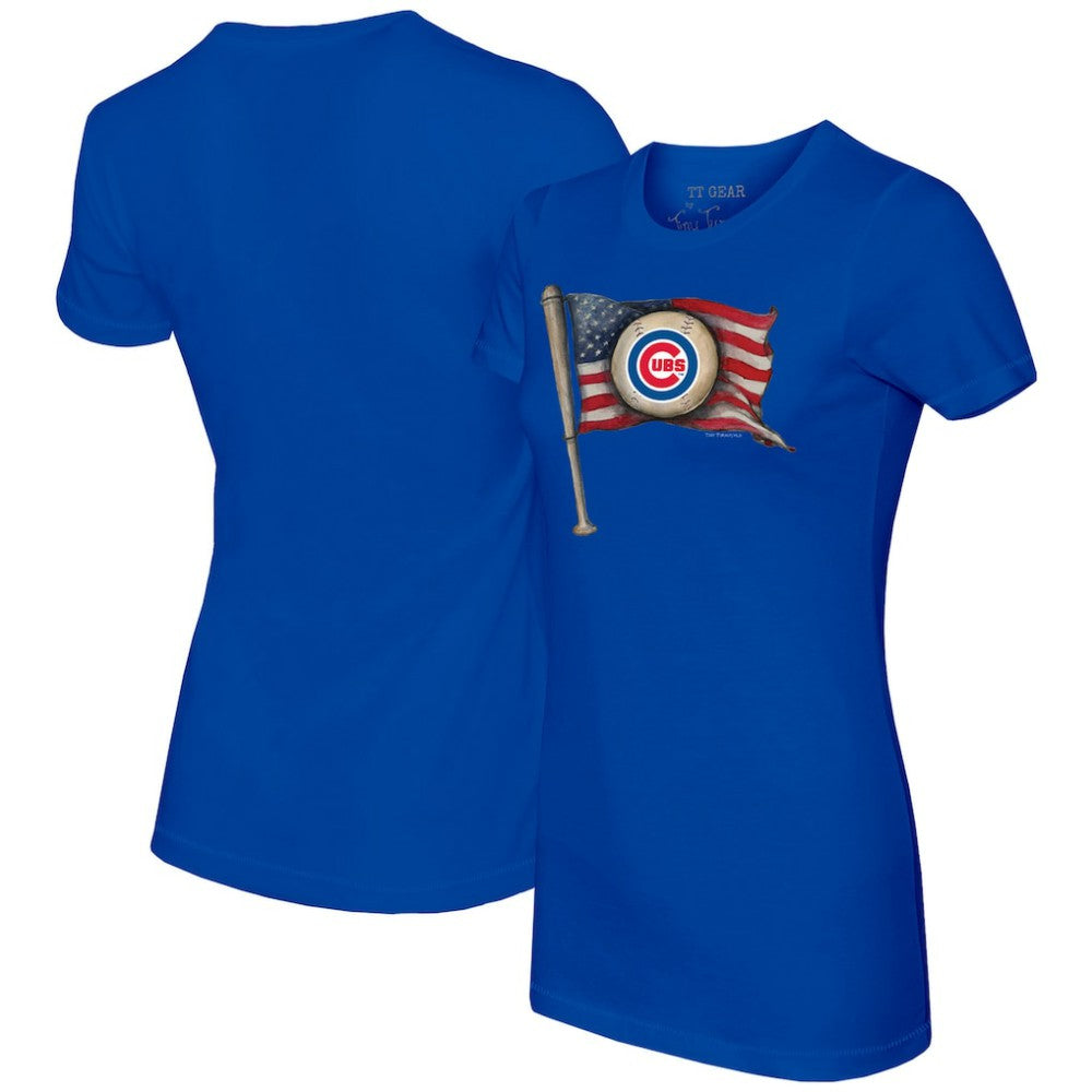 Chicago Cubs Tiny Turnip Women's Baseball Flag T-Shirt Outlet