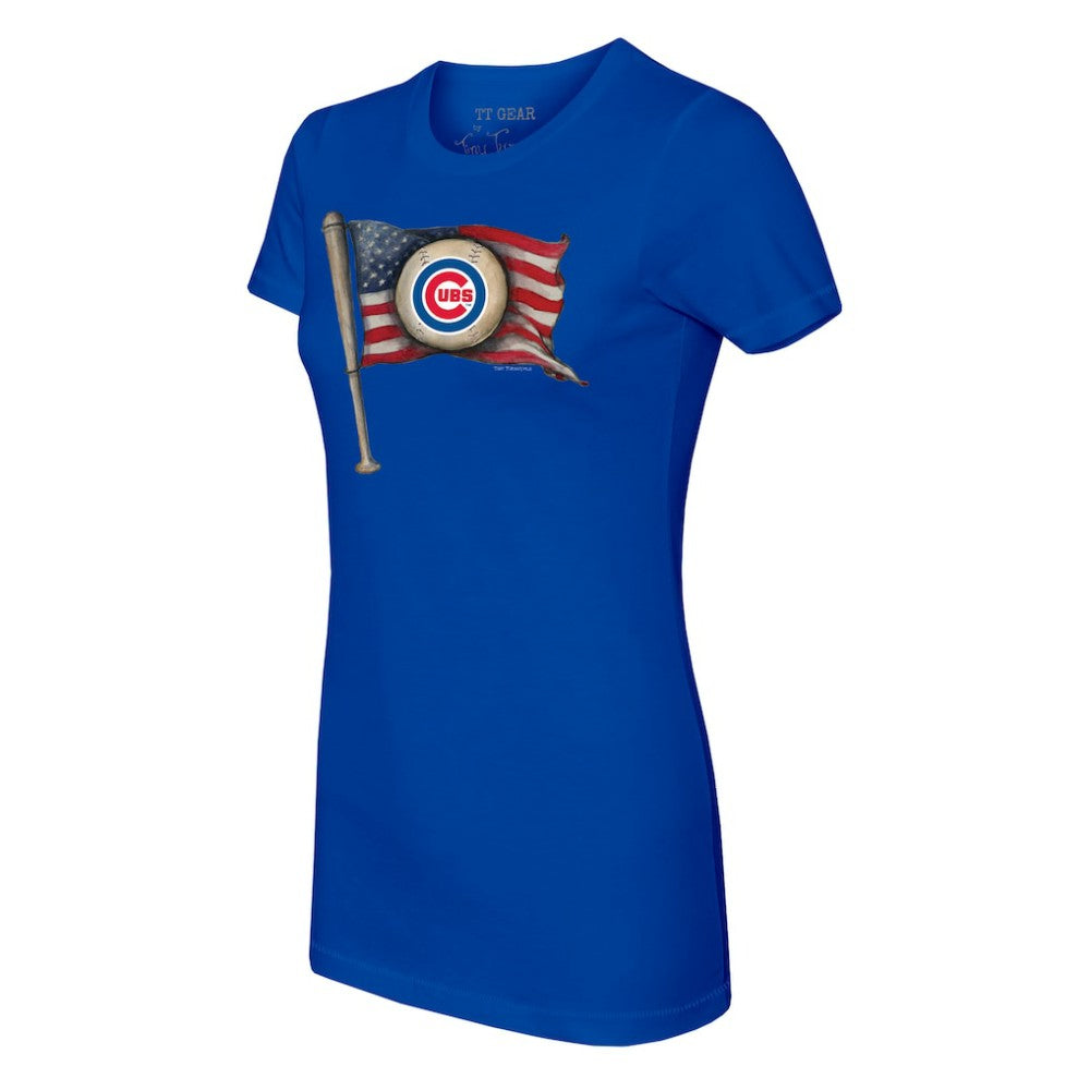 Chicago Cubs Tiny Turnip Women's Baseball Flag T-Shirt Outlet