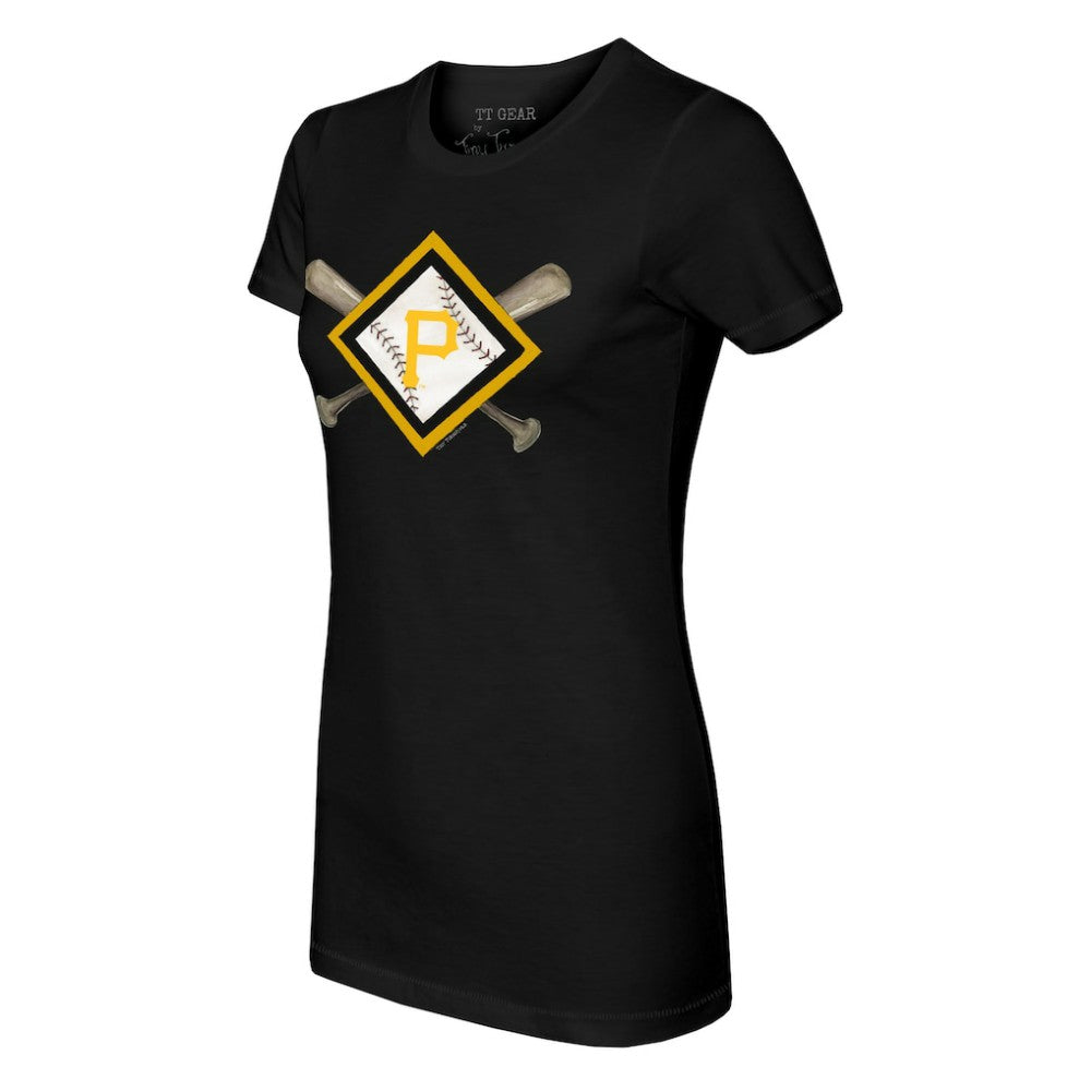 Pittsburgh Pirates Tiny Turnip Women's Diamond Cross Bats T-Shirt Discount