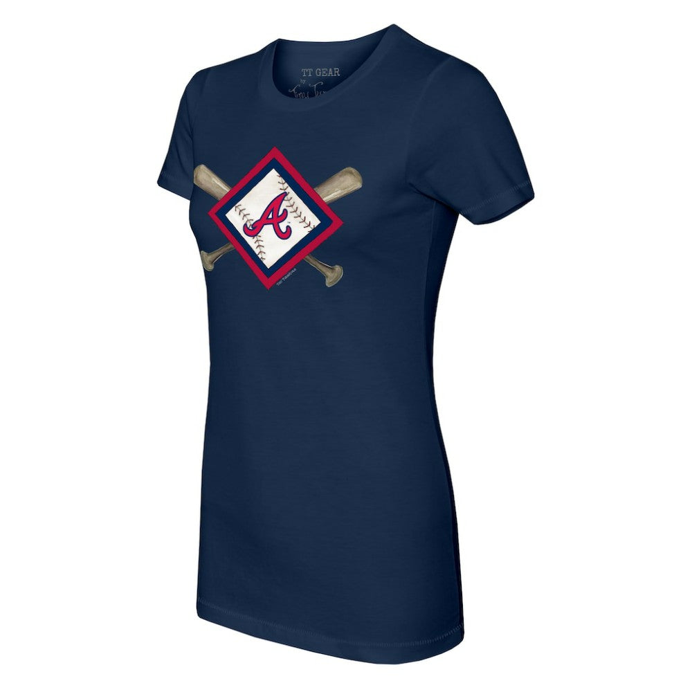 Atlanta Braves Tiny Turnip Women's Diamond Cross Bats T-Shirt Outlet