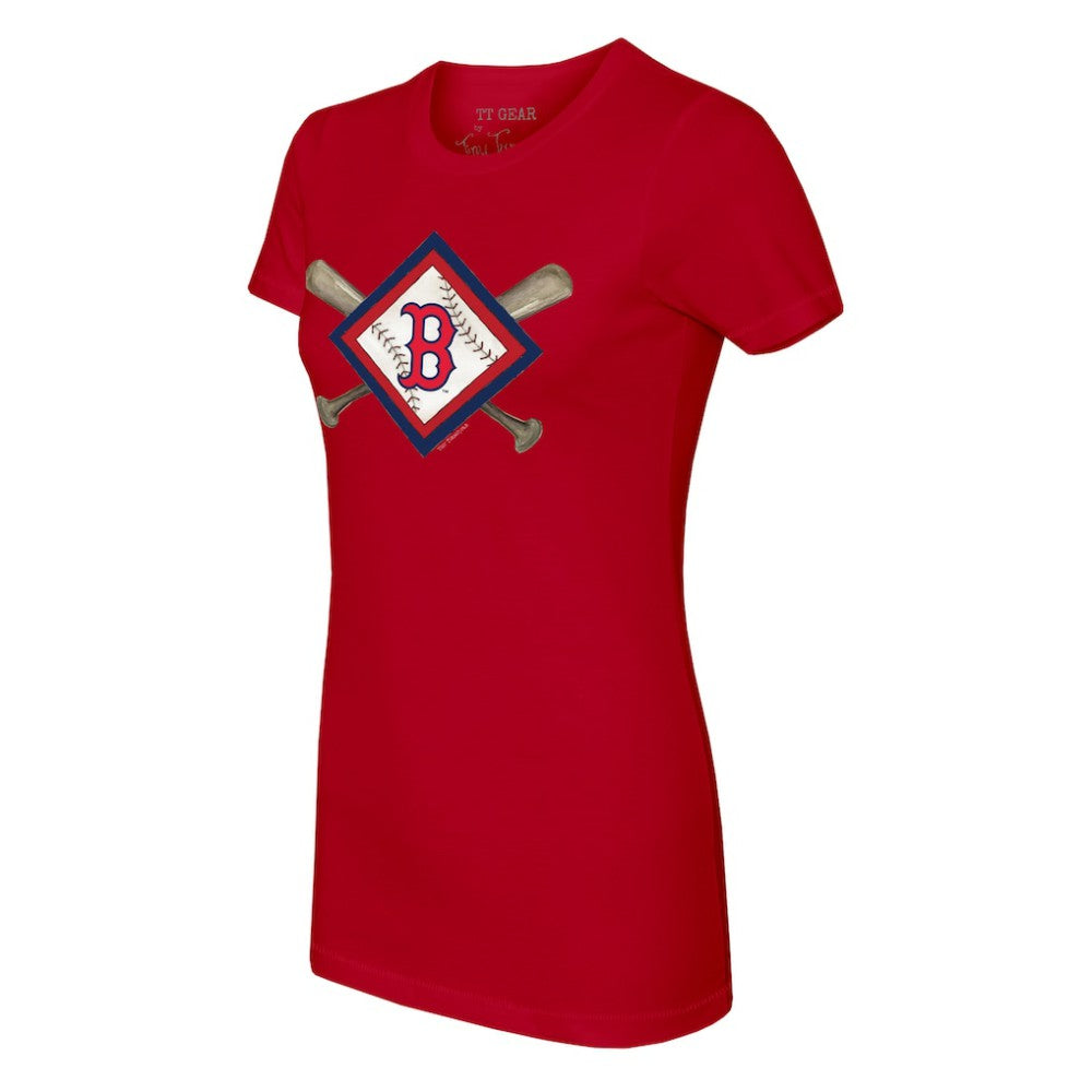 Boston Red Sox Tiny Turnip Women's Diamond Cross Bats T-Shirt Online