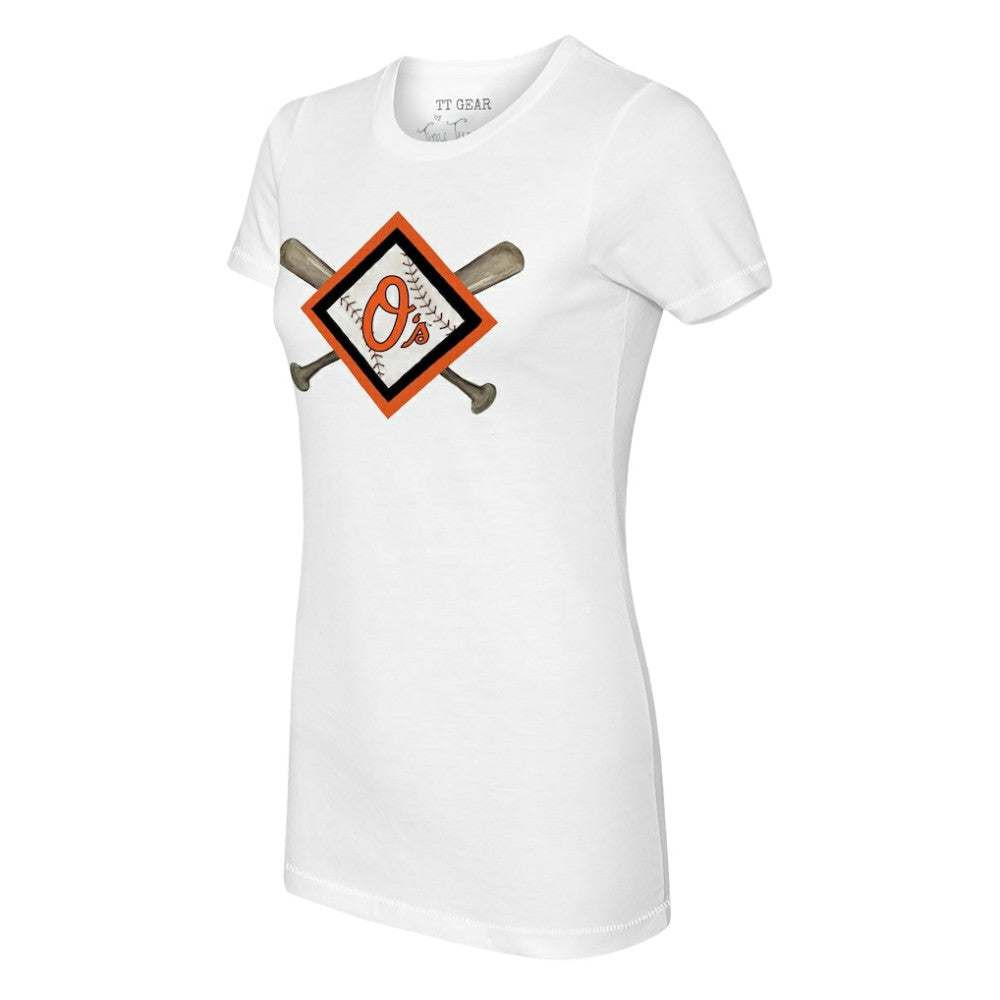 Baltimore Orioles Tiny Turnip Women's Diamond Cross Bats T-Shirt Discount