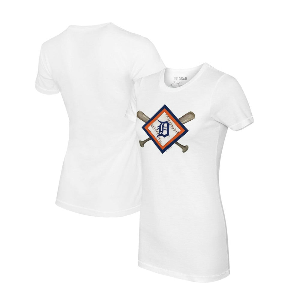 Detroit Tigers Tiny Turnip Women's Diamond Cross Bats T-Shirt Outlet