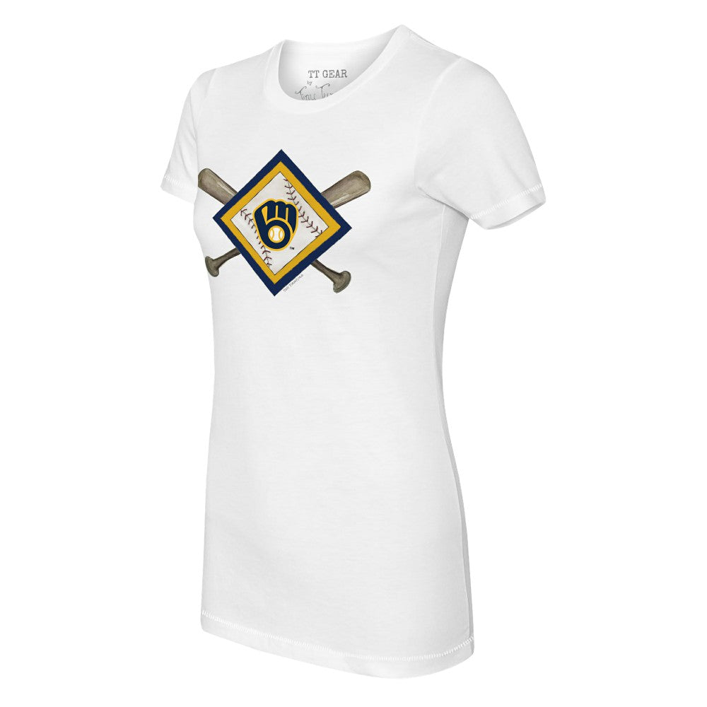 Milwaukee Brewers Tiny Turnip Women's Diamond Cross Bats T-Shirt Online