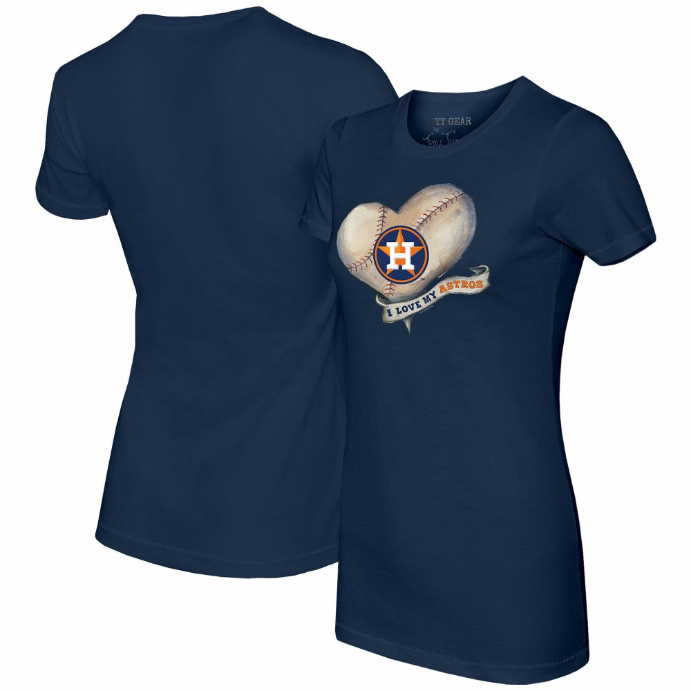 Houston Astros Tiny Turnip Women's Heart Banner T-Shirt Outlet