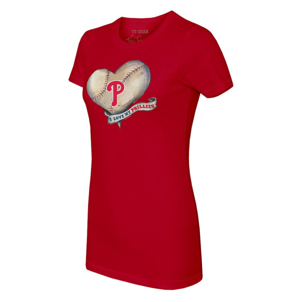 Philadelphia Phillies Tiny Turnip Women's Heart Banner T-Shirt Sale