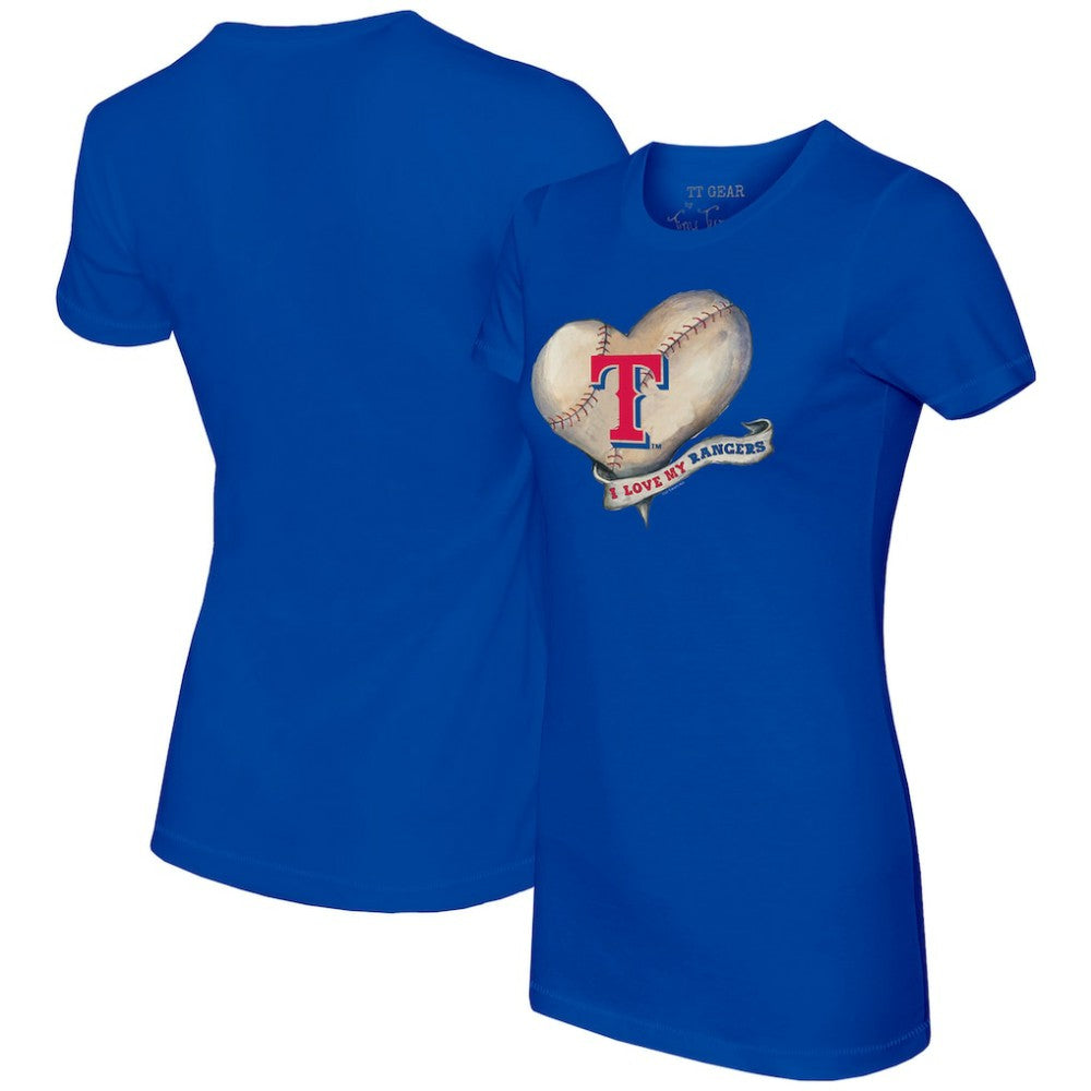 Texas Rangers Tiny Turnip Women's Heart Banner T-Shirt for sale